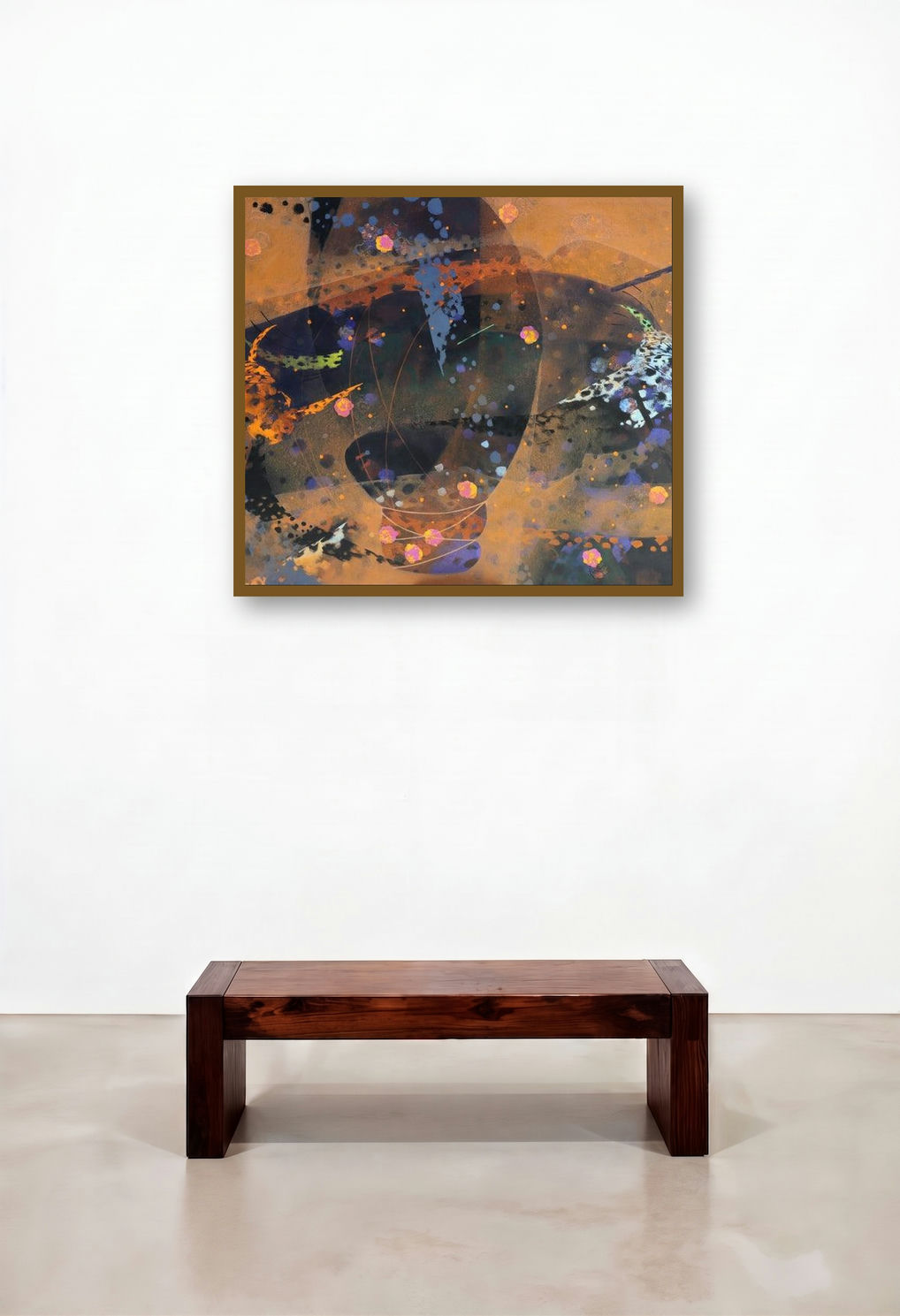 Colors Of Life 146 (Celestial Dance) by artist Asif Sharief Shaikh displayed in a Contemporary Luxury Hallway