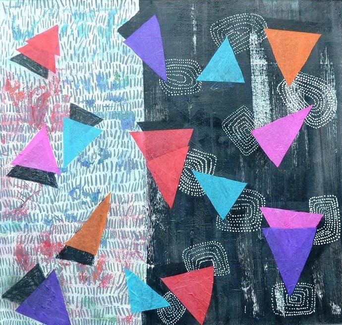 Abstract acrylic painting titled 'Colors Of Life 2', 33x32 inches, by artist Shivani Garg on Canvas