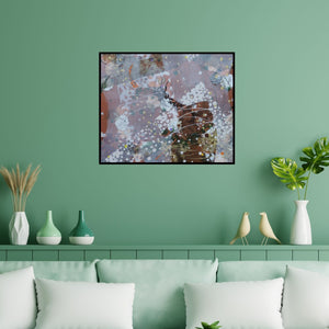 Preview of 'Colours Of Life 157 (Textured Abstraction)' Painting by Asif Sharief Shaikh shown on a wall in a furnished room.