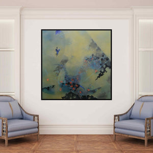 In-situ view of Asif Sharief Shaikh's 'Colours Of Life 2 (Interwoven)' painting in a room