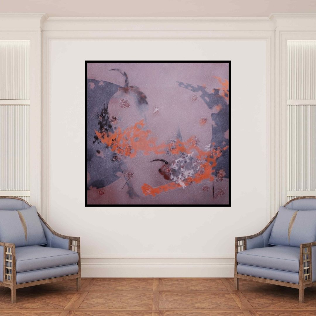 In-situ view of Asif Sharief Shaikh's 'Colours Of Life 3 (Emergent Forms)' painting in a room