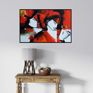 In-situ view of Pradeesh K Raman's 'Colours Of Love (Harmony)' painting in a room