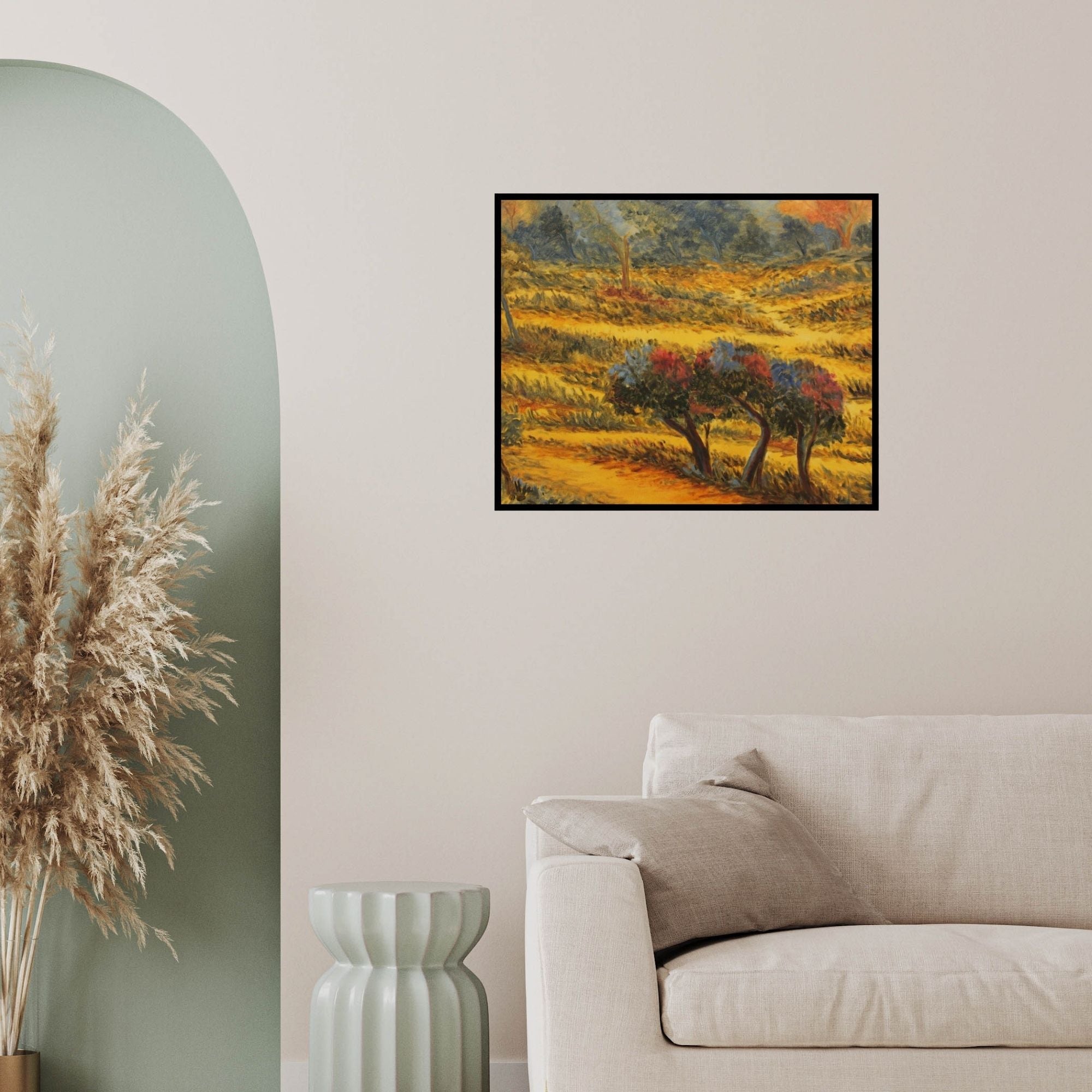 In-situ view of Krupa Shah's 'Colours Of Nature' painting in a room