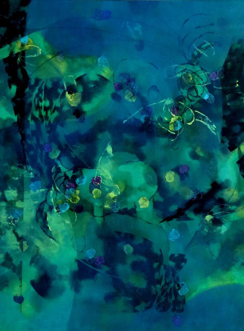 Abstract acrylic painting titled 'Colours Of Life 116', 48x36 inches, by artist Asif Shaikh on Canvas