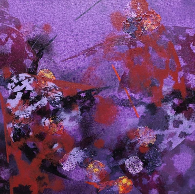 Abstract acrylic painting titled 'Colours Of Life 132', 18x18 inches, by artist Asif Shaikh on Canvas