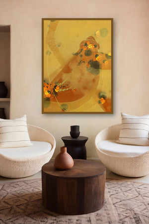 Colours Of Life 7 (Golden Resonance) by artist Asif Sharief Shaikh displayed in a Contemporary Exhibition gallery