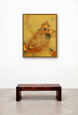 Colours Of Life 7 (Golden Resonance) by artist Asif Sharief Shaikh displayed in a Scandinavian Living Room