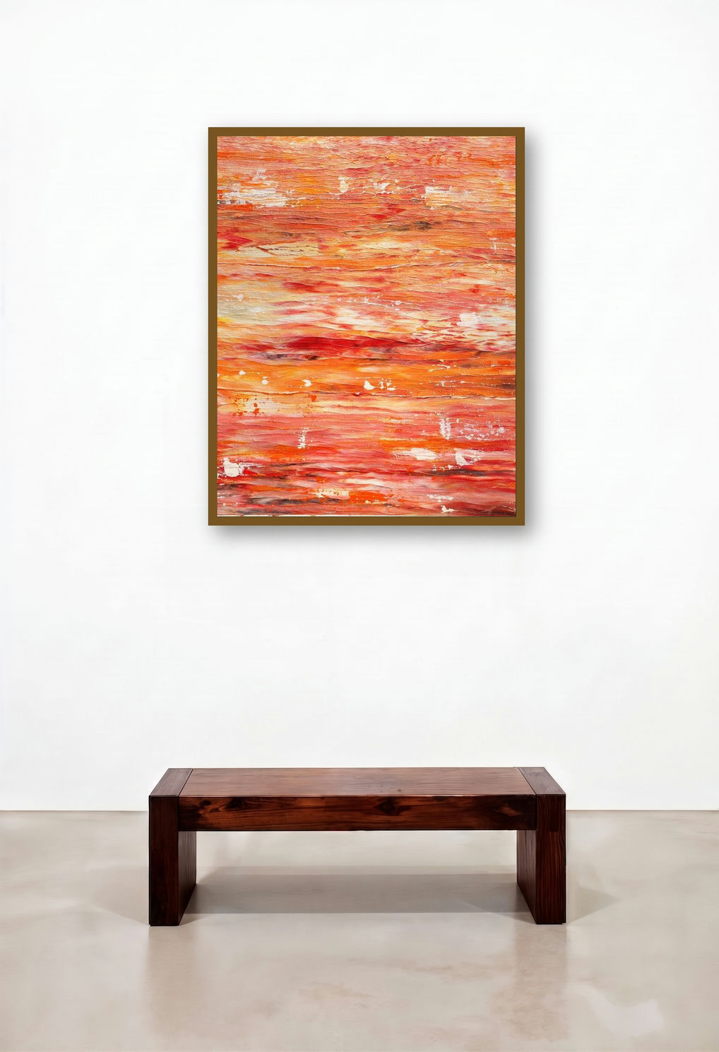 Colours of the Ocean (Ember Glow) by artist Manju Lamba displayed in a Traditional Hallway
