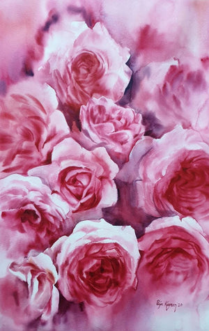 Nature watercolor painting titled 'Comity 3', 22x15 inches, by artist Puja Kumar on Paper