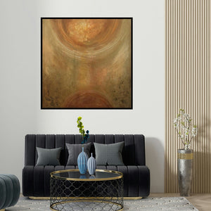 Sanjay Akolikar's 'Communication (Celestial Resonance)' painting visualized above a sofa in a contemporary room.