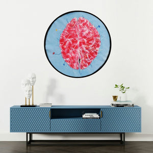 'Complexity Ii (Brain Coral)' painting by Devidas Agase shown on a wall in a furnished room.