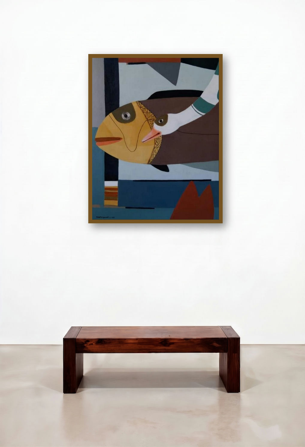 Composition 12 (Fish and Bird) by artist Mihir Kayal displayed in a Boutique Hotel Style Family Room