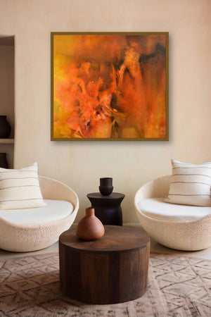 Composition 14 (Radiant Ascent) by artist Sanjay Akolikar displayed in a Boutique gallery