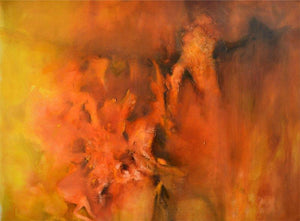 Composition 14 (Radiant Ascent) by Sanjay Akolikar, Original Oil Abstract Painting on Canvas, X-Large Horizontal Wall Art