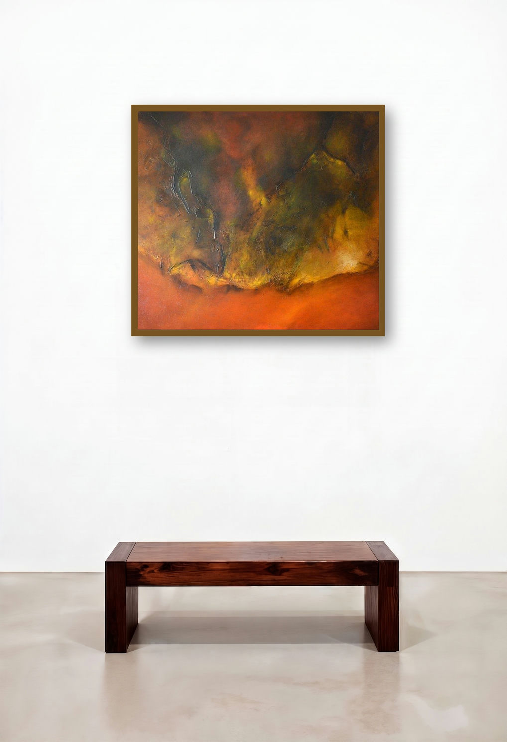 Composition 17 (Elemental Embrace) by artist Sanjay Akolikar displayed in a Elegant Study
