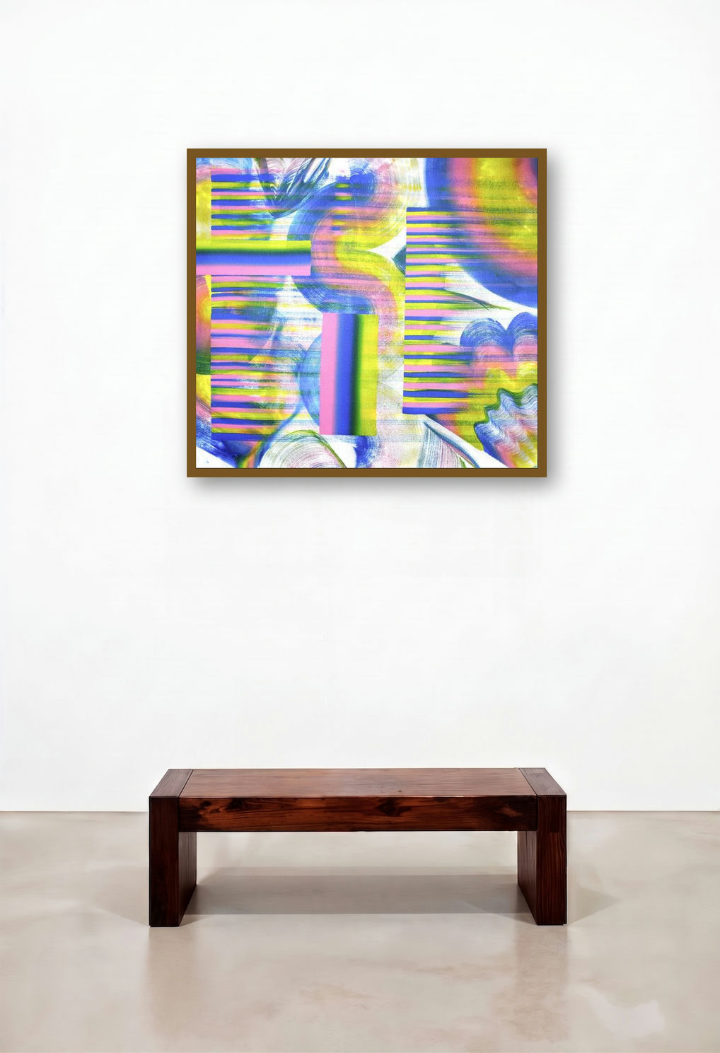 Composition 314 (Vibrant Tapestry) by artist Sumit Mehndiratta displayed in a Boutique Hotel Style Lounge