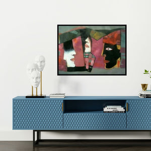 Preview of 'Composition 4 (The Exchange)' Painting by Mihir Kayal shown on a wall in a furnished room.