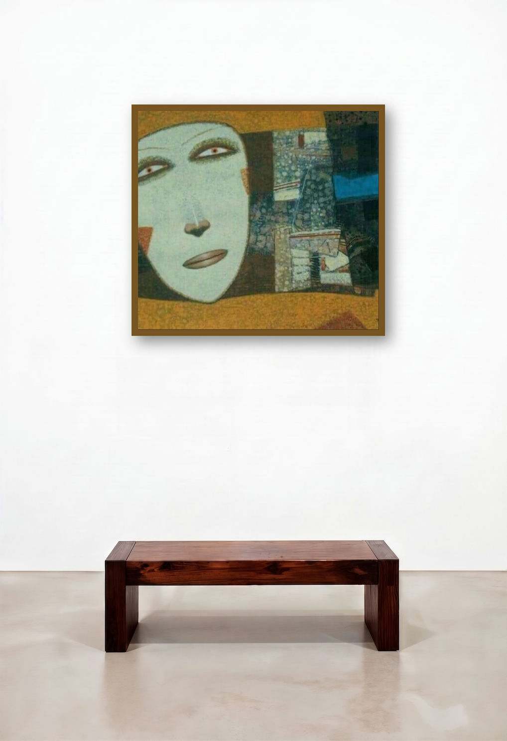 Composition 5 (Beneath the Surface) by artist Mihir Kayal displayed in a Rustic Lounge
