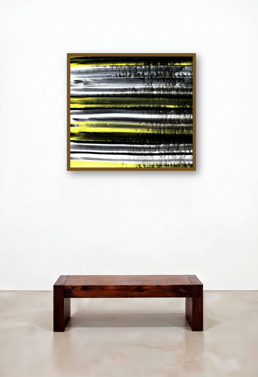 Composition No 269 (Rhythmic Stripes) by artist Sumit Mehndiratta displayed in a Minimalist Library