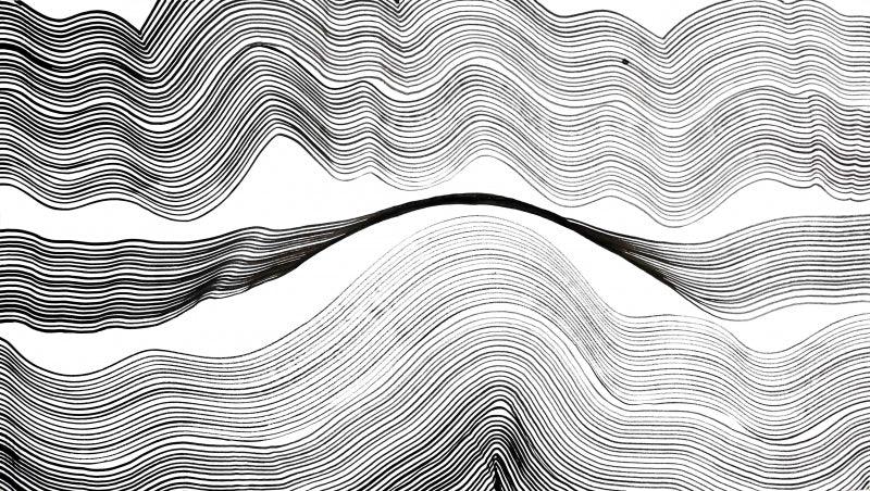 Abstract ink drawing titled 'Composition No 306', 29x52 inches, by artist Sumit Mehndiratta on Paper