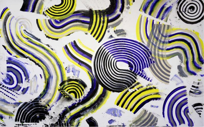 Abstract acrylic painting titled 'Composition No 307', 39x61 inches, by artist Sumit Mehndiratta on Canvas