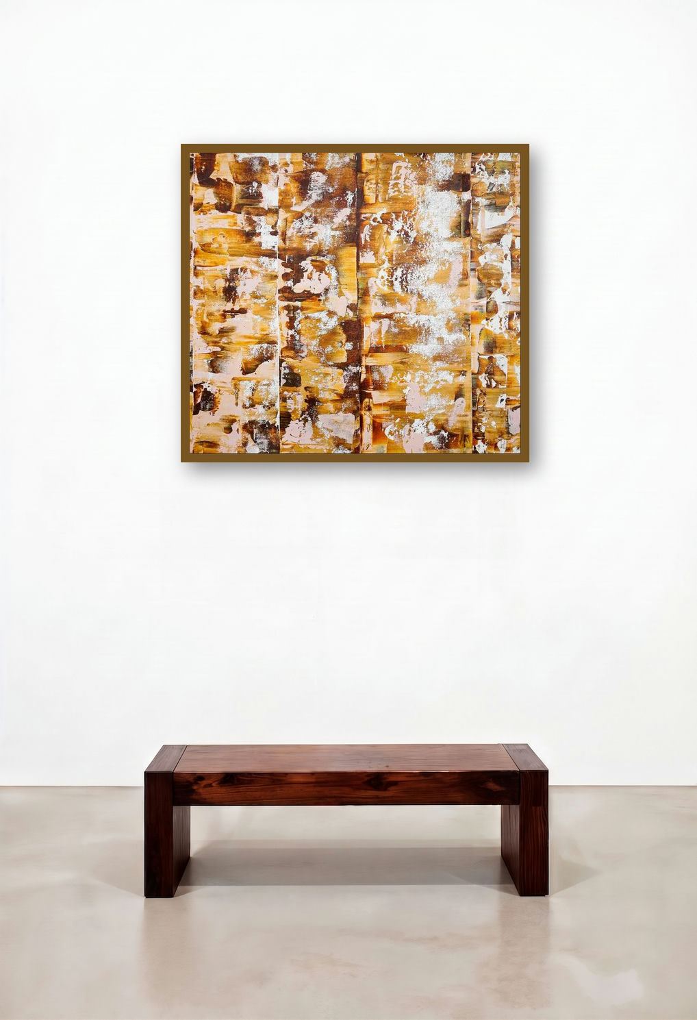 Composition No 312 (Earthen Echoes) by artist Sumit Mehndiratta displayed in a Coastal Dining Room