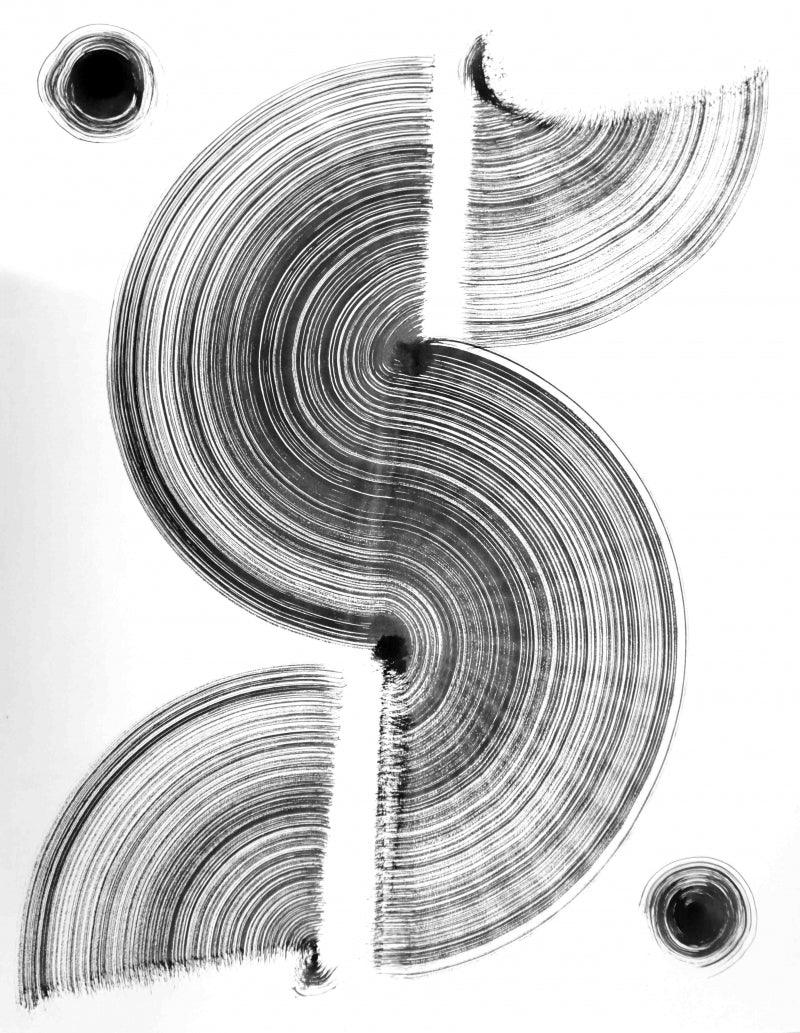 Abstract ink drawing titled 'Composition No 320', 25x19 inches, by artist Sumit Mehndiratta on Paper