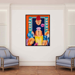 In-situ view of Deepali Mundra's 'Composition On Shree Nath Ji' painting in a room