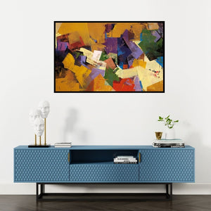 Preview of 'Concord 54 (Bird Sanctuary)' Painting by Dhimant Vyas shown on a wall in a furnished room.