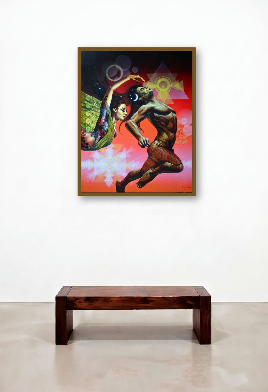 Confluence Of Emotions 2 (Cosmic Lovers) by artist Prashanta Nayak displayed in a Scandinavian Penthouse