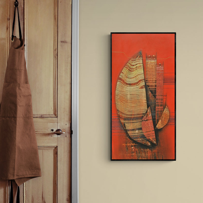 In-situ view of Rahul Dangat's 'Conquer Abstract 12 (Untitled)' painting in a room