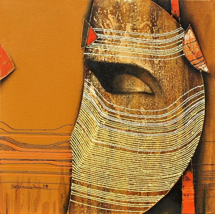 Abstract acrylic painting titled 'Conquer Abstract 2', 12x12 inches, by artist Rahul Dangat on Canvas