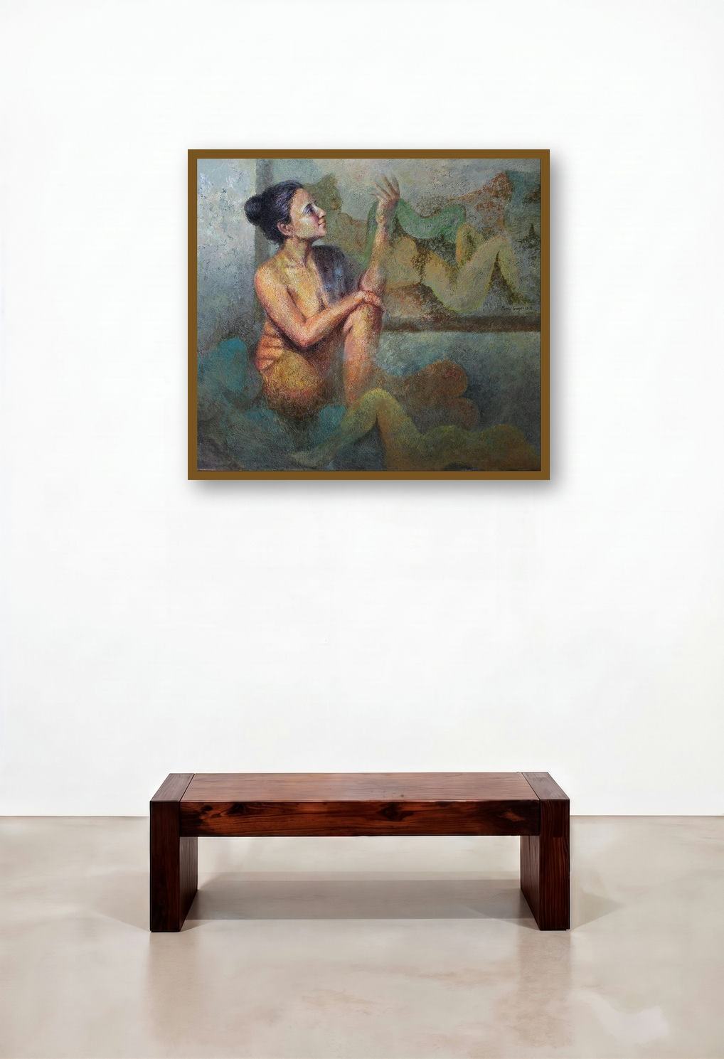Contemplating Peer (Pensive Moment) by artist Mansi Sagar displayed in a Art Deco Family Room