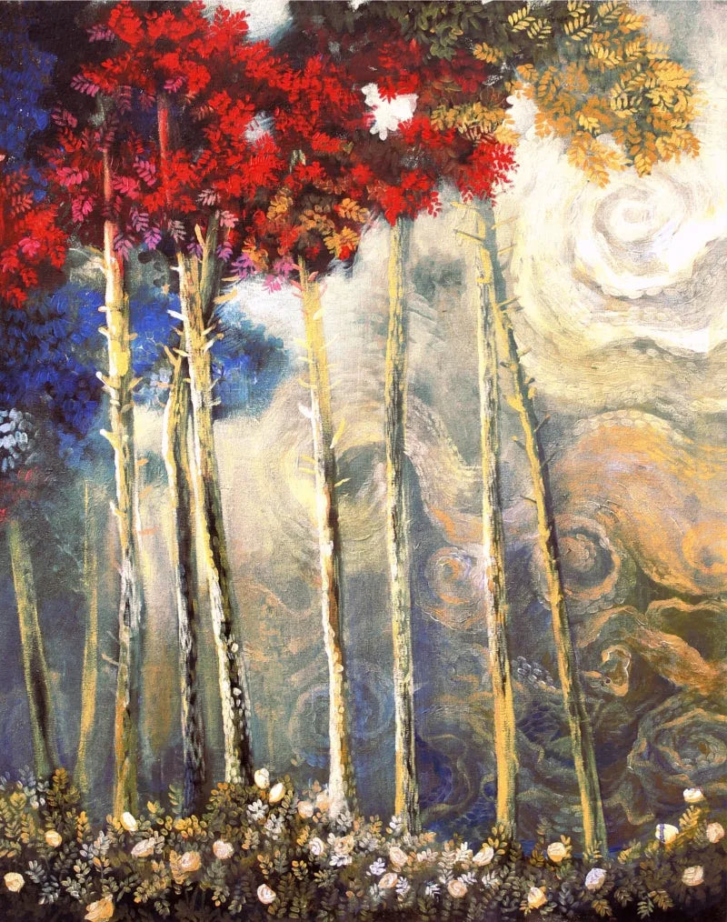 Nature acrylic painting titled 'Corporate Plants', 30x24 inch, by artist Sovon Manna on Canvas