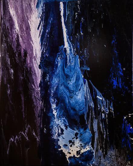 Abstract acrylic painting titled 'Cosmos 3', 30x24 inches, by artist Kartikey Sharma on Canvas