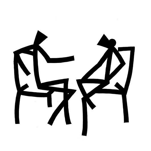 Figurative ink drawing titled 'Counseling', 12x12 inches, by artist Ashok Hinge on board