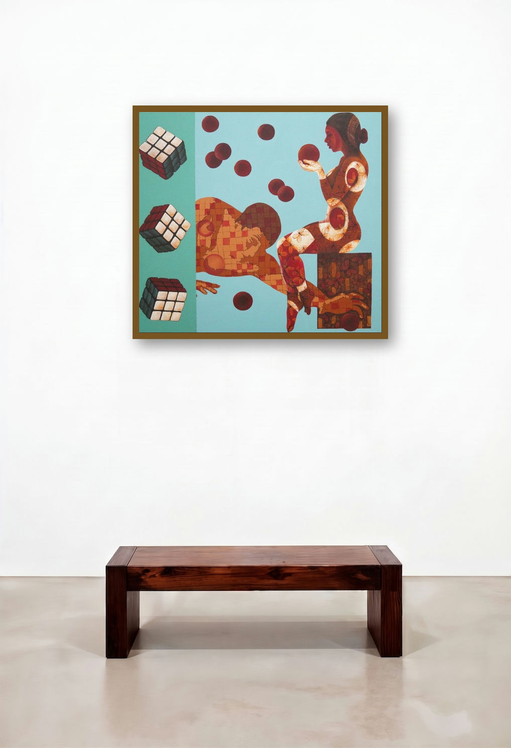 Couple 8 (The Puzzle of Love) by artist Sonaly Gandhi displayed in a Traditional Library
