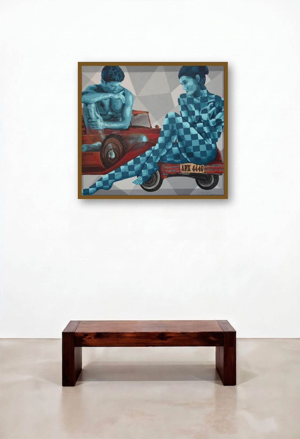 Couple 9 (The Puzzle of Love) by artist Sonaly Gandhi displayed in a Japandi Family Room