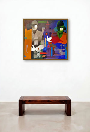 Couple Banaras (Two Worlds) by artist Ranjit Singh displayed in a Coastal Family Room