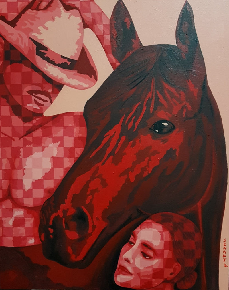 'Couple In Love 5' figurative acrylic painting by artist Sonaly Gandhi, 30x24 inch, on canvas
