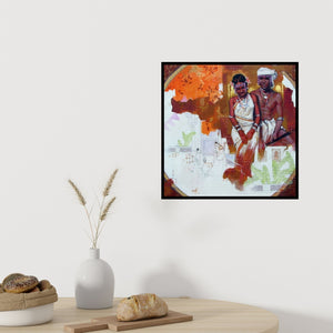 In-situ view of Ramchandra Kharatmal's 'Couple' painting in a room