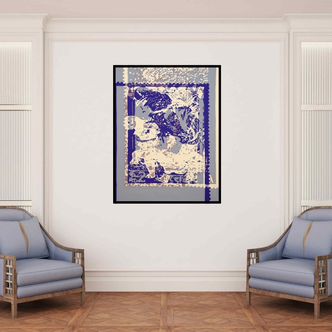 In-situ view of Niraja Bhuwal's 'Couple On Ticket (Nature's Embrace)' painting in a room