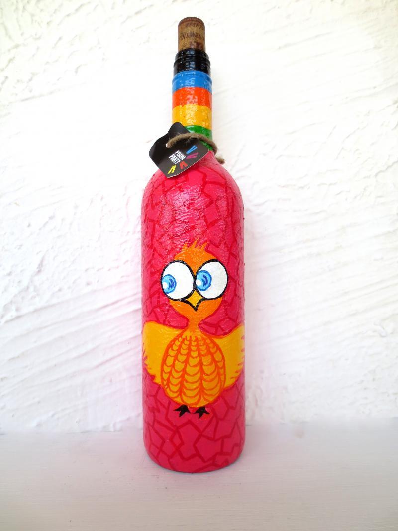 Lifestyle craft titled 'Crazy Chic Hand Painted Glass Bottles', 12x3x12 inches, by artist Rithika Kumar on Recycled Glass