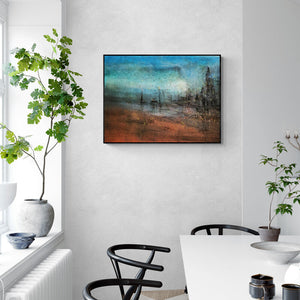 In-situ view of Dnyaneshwar Dhavale's 'Creative Landscape' painting in a room