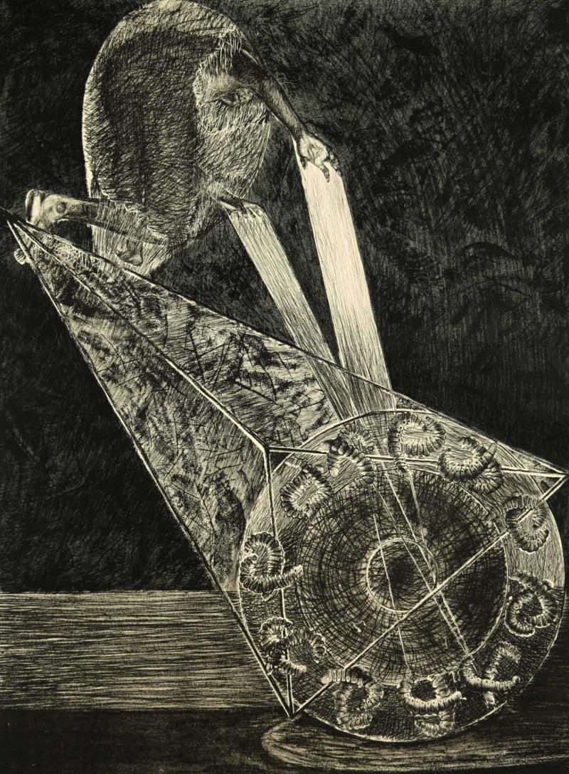 contemporary printmaking titled 'Creator 20', 24x16 inches, by artist Kumara Swamy Pashikanti on Paper