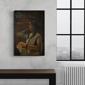 In-situ view of Sumon Naskar's 'The Creator (Nocturnal Dreams)' painting in a room