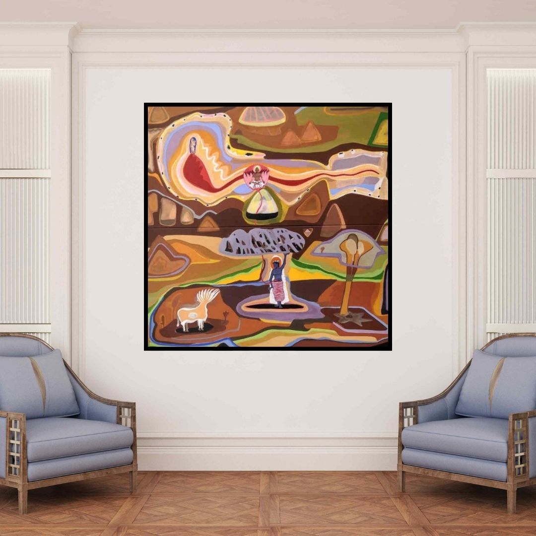 In-situ view of Rohit Joshi's 'The Creator (Journey of the Soul)' painting in a room