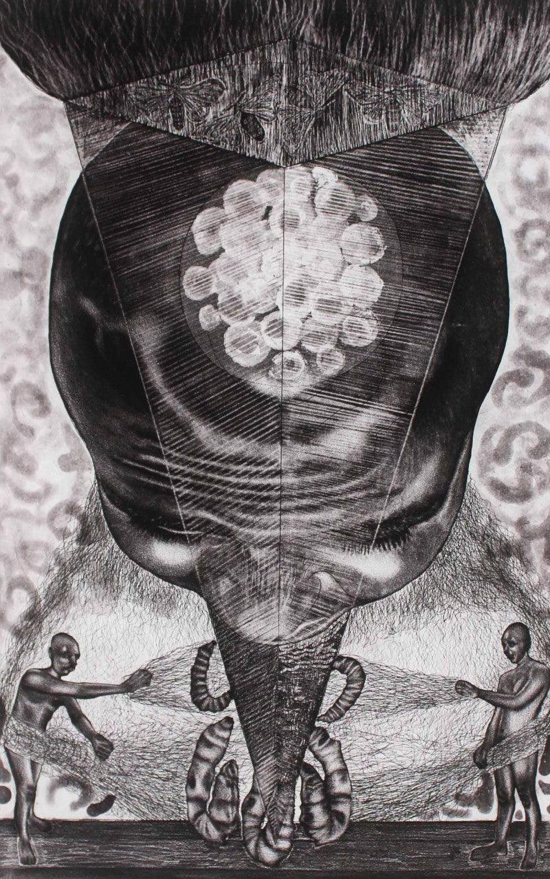 contemporary printmaking titled 'Creator 7', 22x14 inches, by artist Kumara Swamy Pashikanti on Paper