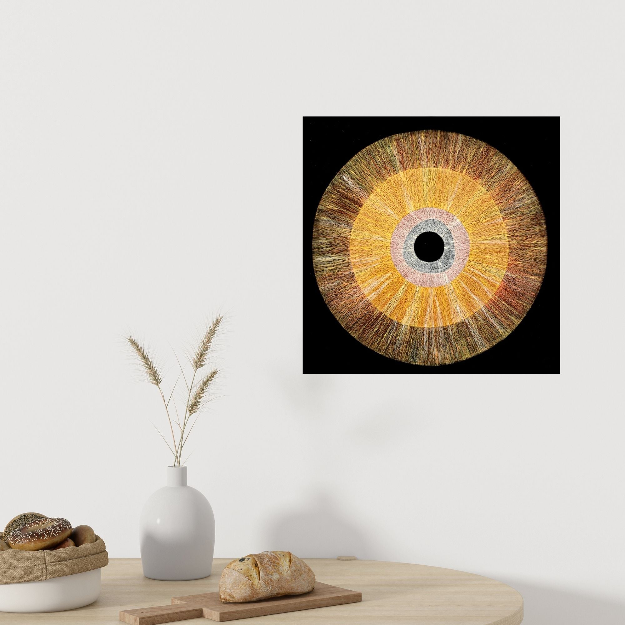 In-situ view of Rajib Deyashi's 'Creator And Container (The Golden Gaze)' painting in a room