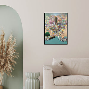 In-situ view of Amol Satre's 'Critical Situation In The World (A Sea of Humanity)' painting in a room